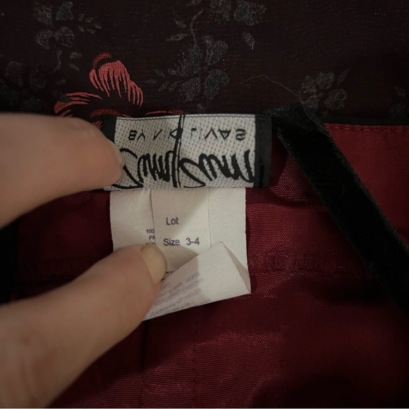 Zum Zum by Niki Livas Y2K Vintage 90s Red Black Floral Mini Size 3 - 4 Dress - Picture 9 of 9